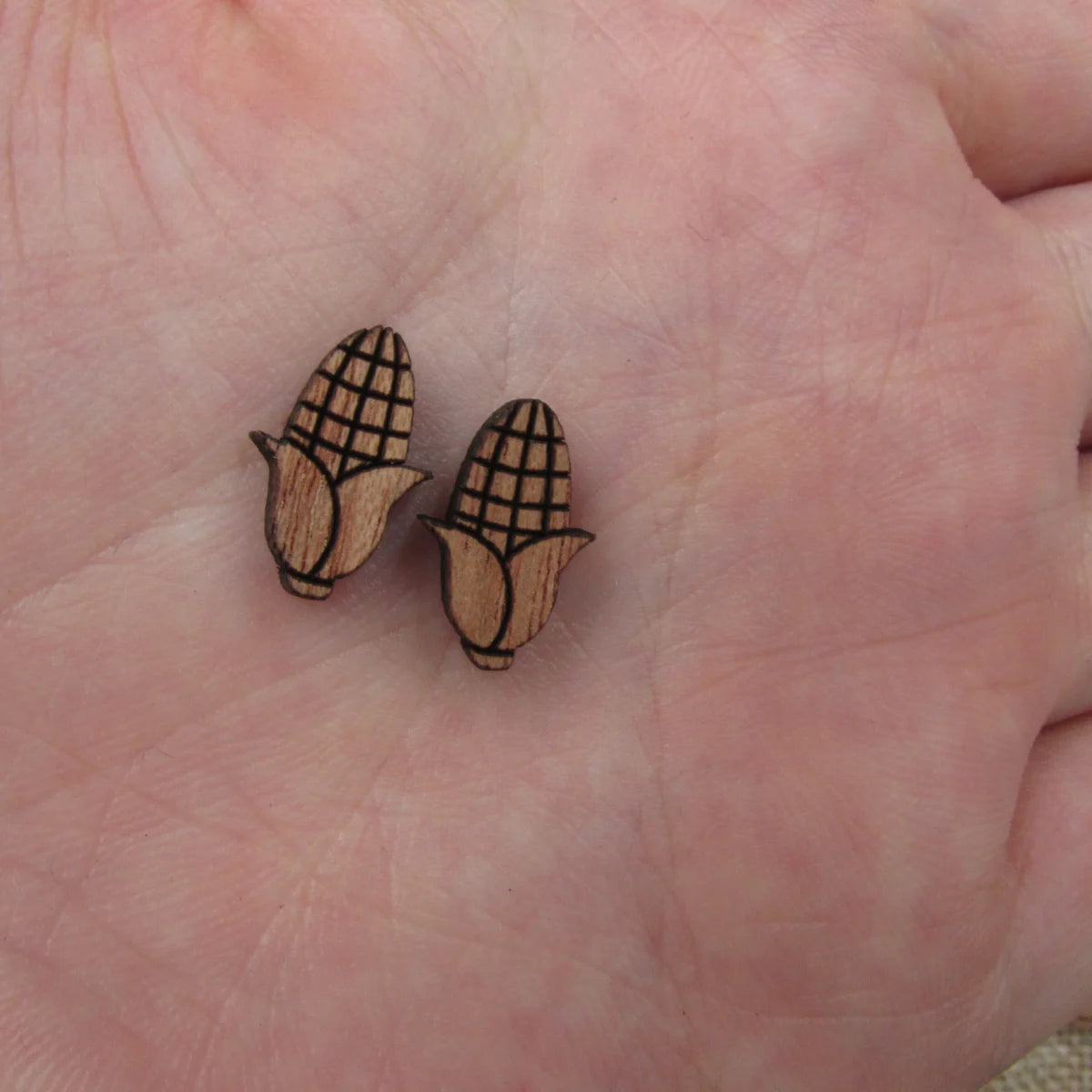 5 Pair Unfinished Blank Wooden Cabochon Wood Sweet Corn Radish Turnips Shape Cutouts For DIY Craft Earring Stud