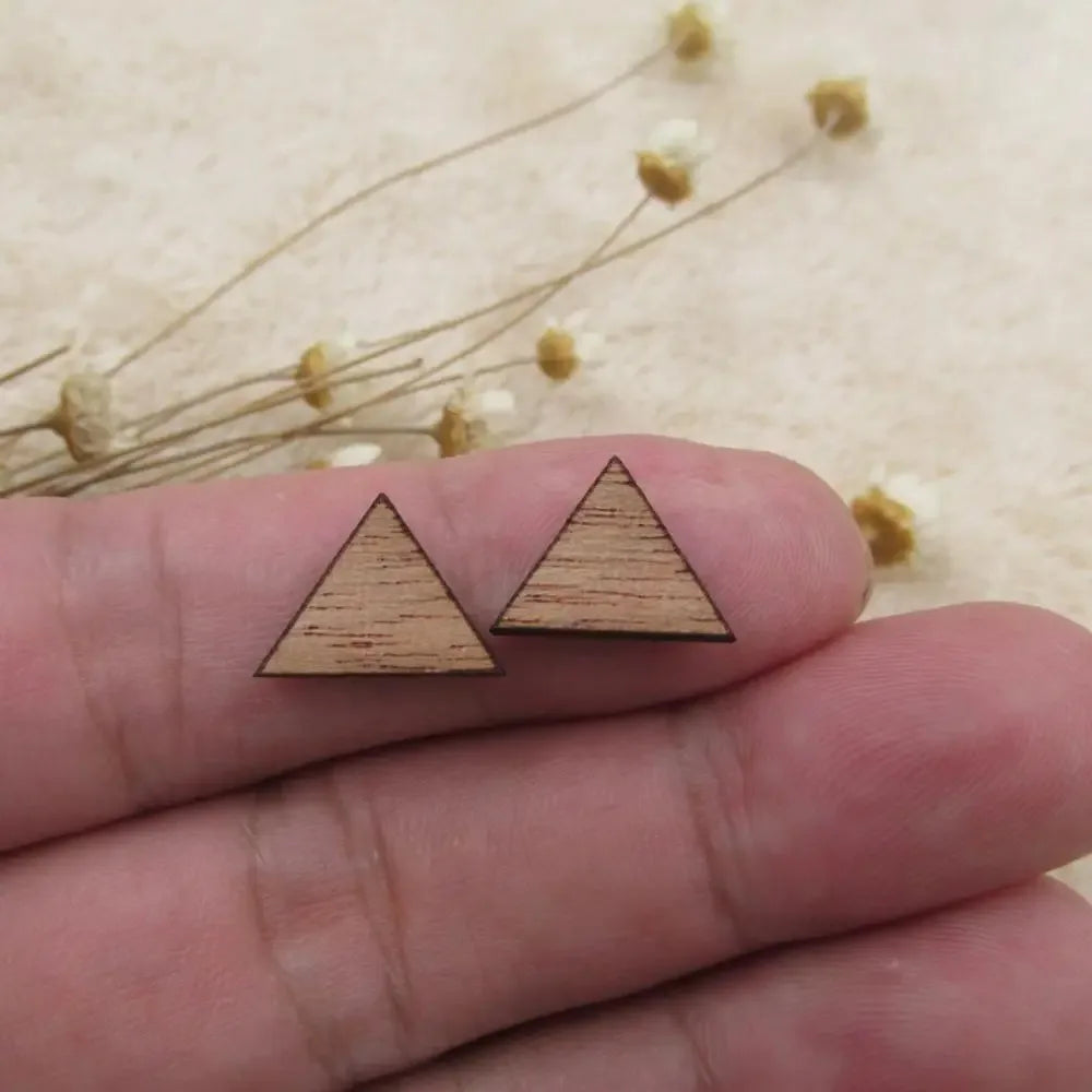 10pcs Unfinished Blank Wooden Geometric Triangular Mountain Shapes, DIY Wood Crafts Stud Earrings, Jewelry Making