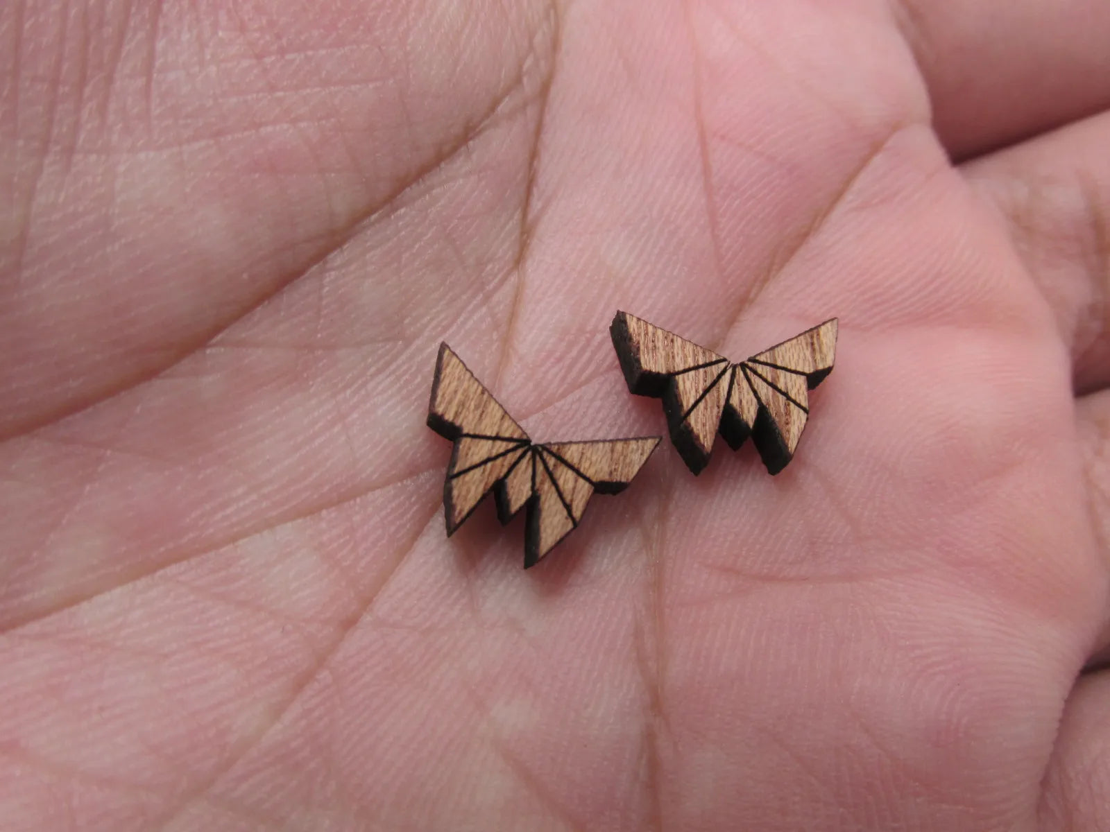 5 Pair Geometric Origami Unfinished Blank Wood Cabochon Insect Butterfly Wooden Cutout Shapes For DIY Stud Earrings Supplies
