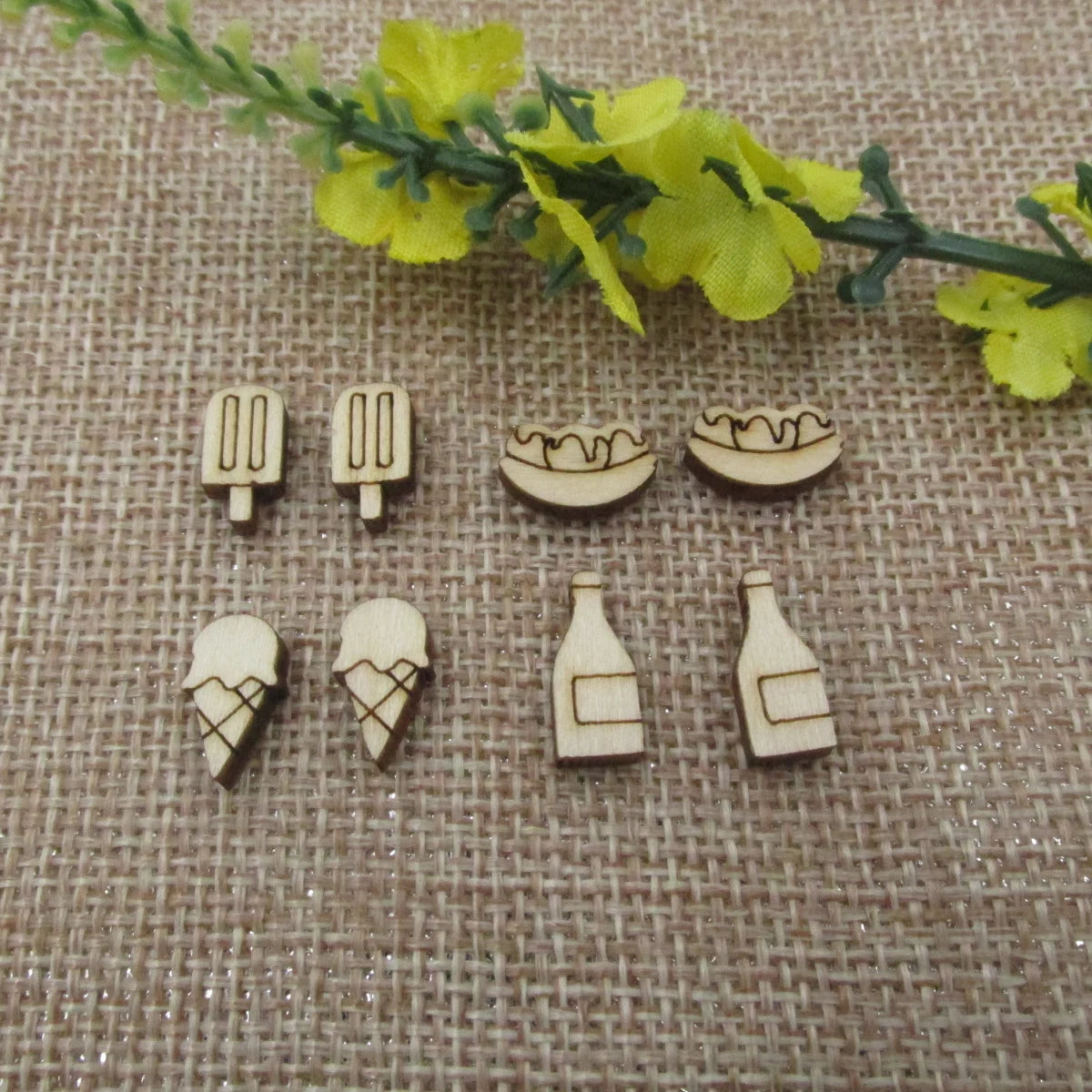 5 Pair Unfinished Blank Wooden Food Drink Ice Cream Cone Cabochon Popsicle Post Wine Bottle Wood Banana Split Earrings Stud