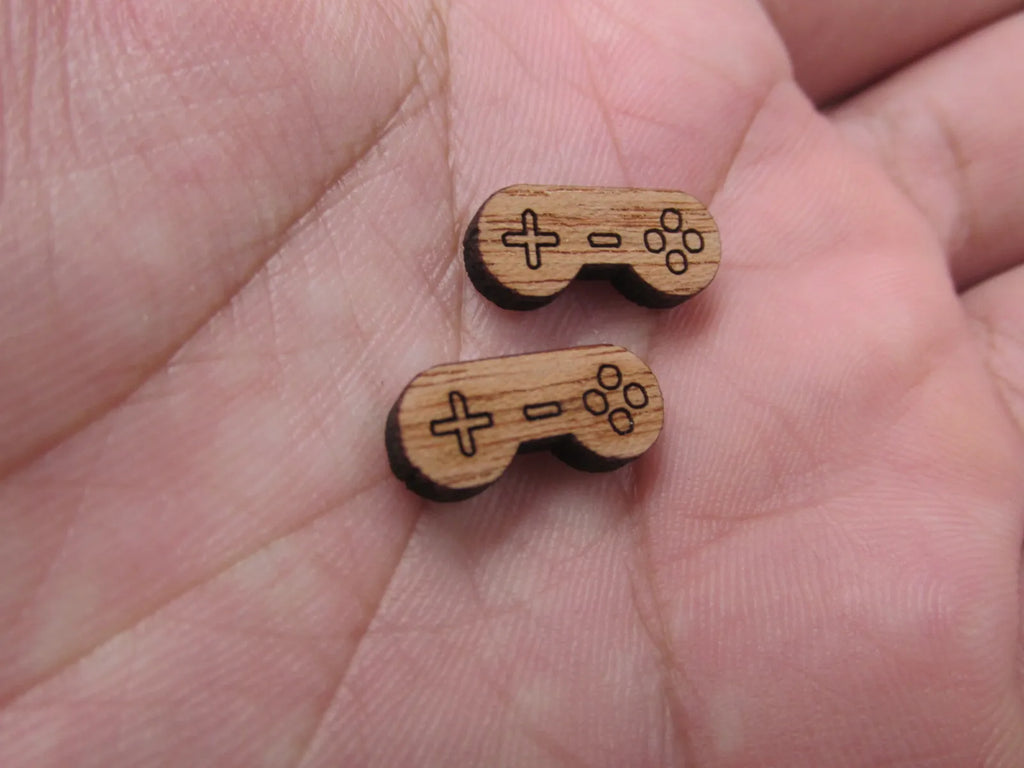 5 Pair Unfinished Blank Wood Cabochon Game Head Controler Mouse  Wooden Cutout Shapes For DIY Earrings Supplies