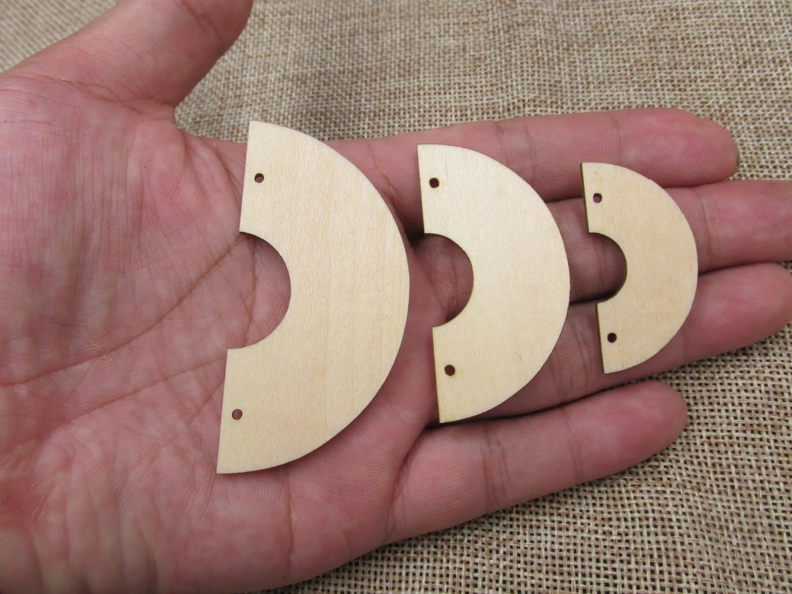 Unfinished Plywood Blank Geometric Half Circle Wooden Earring Pendant With Hole Jewelry Finding For DIY Project Making Kit