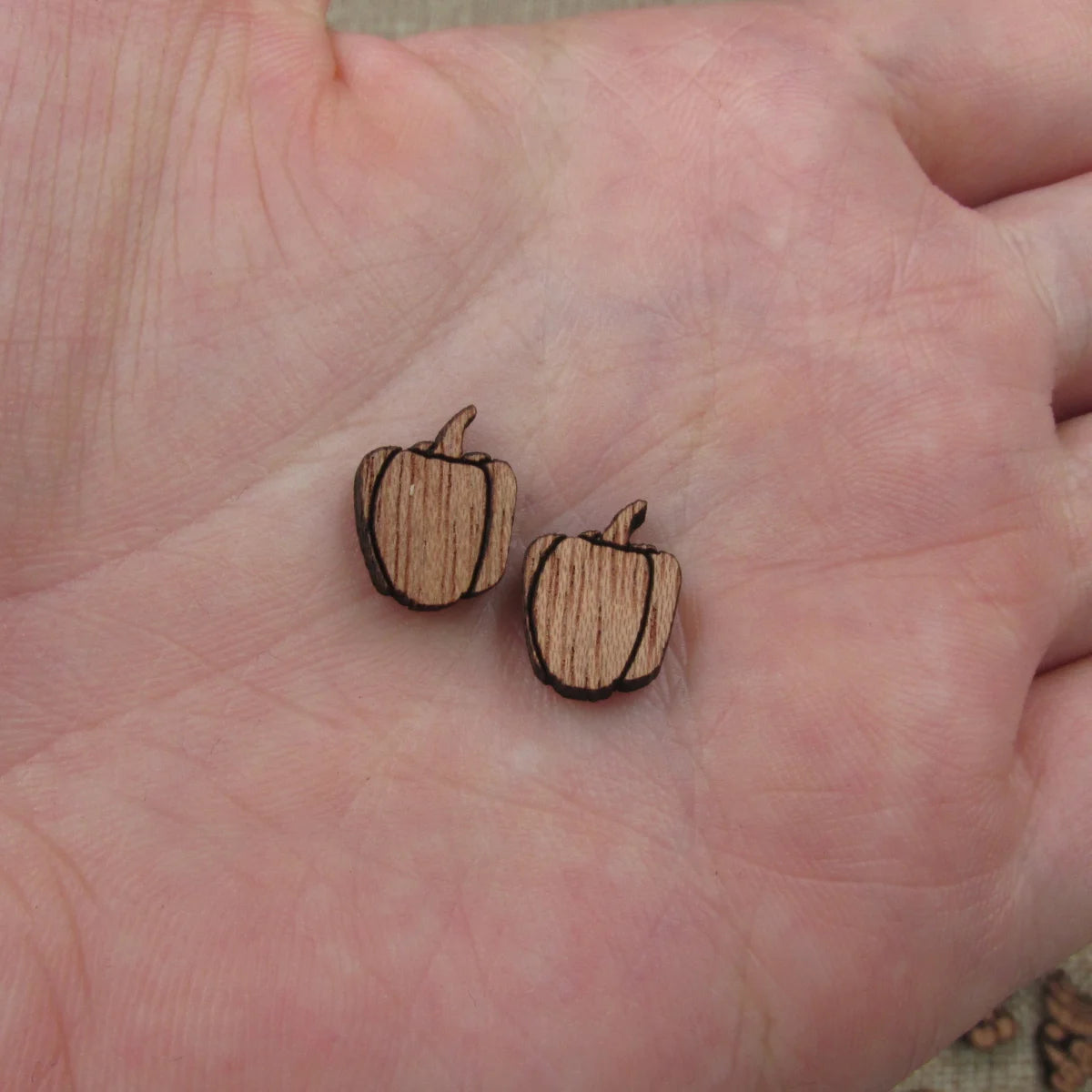 5 Pair Unfinished Blank Wooden Cabochon Wood Eggplant Chili Hot Pepper Pease Shape Cutouts For DIY Craft Earring Stud