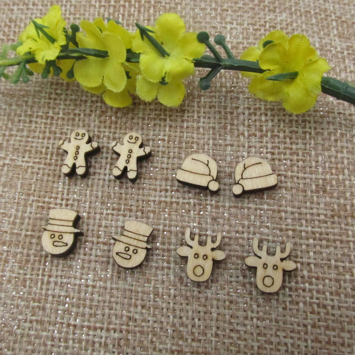 5 Pair Unfinished Blank Wooden Christmas Santa Hat Cabochon Gingerbread Man Snowman Post Rudolph Reindeer Wood Earrings Stud