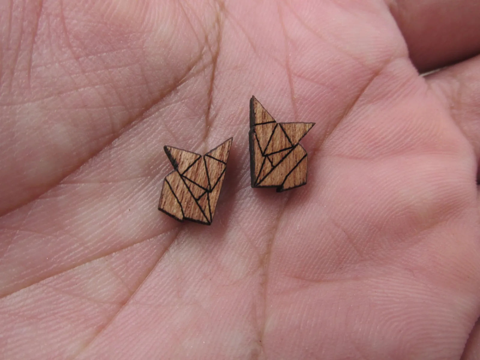 5pair Geometric Origami Unfinished BlankWooden Animal Fox Charm Wood Cabochon Foxes Pendant For DIY Earring Stud Supplies