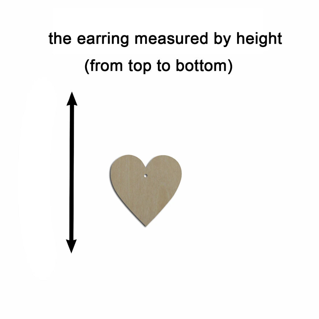 10pcs Multiple Size Unfinished Wooden Blanks Valentine Heart Shape Dangle Earring For Jewelry Supplier