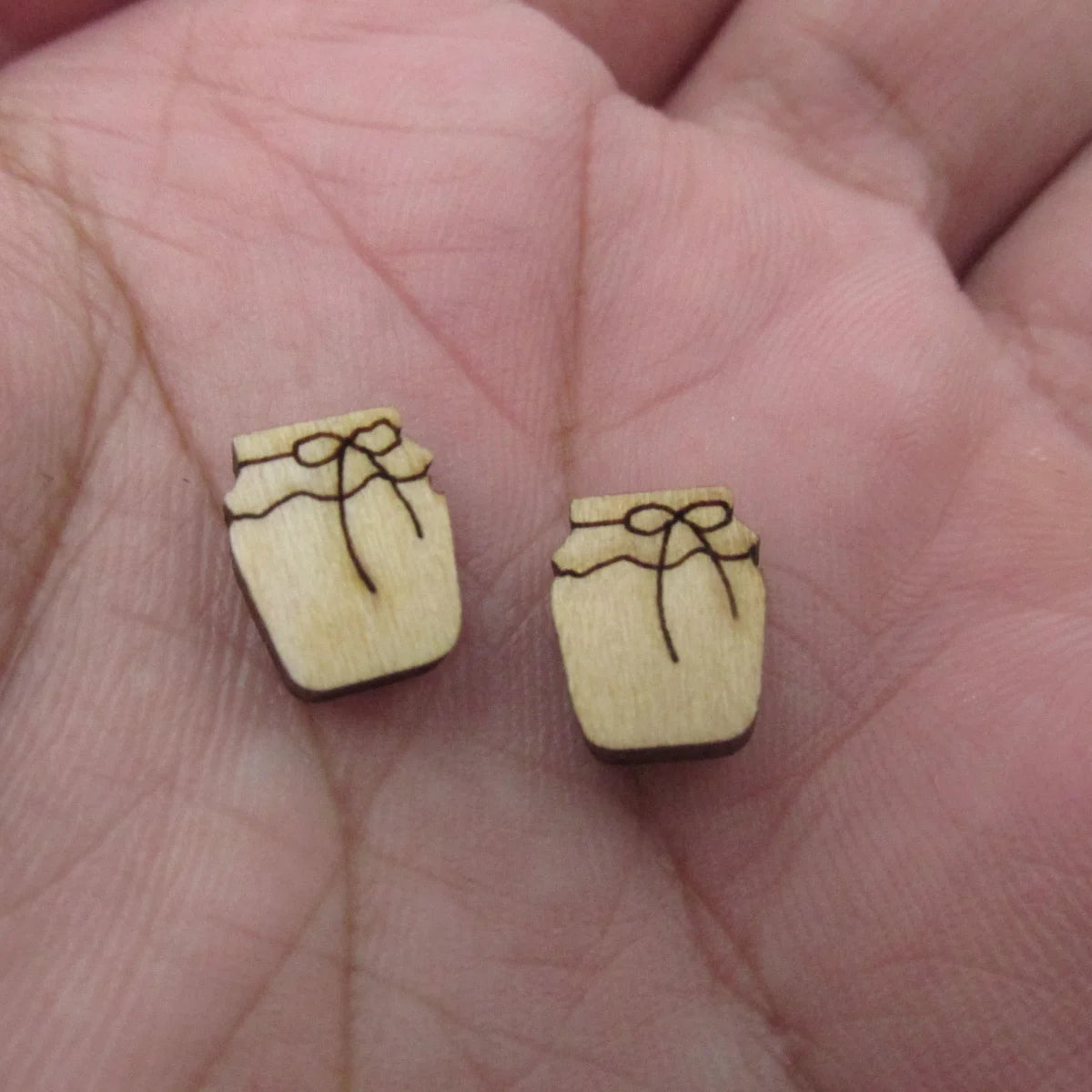 5 Pair Unfinished Blank Thanksgiving Wooden Turkey Plate Cabochon Caramel Apple Pie Post  Jam Jar Wood Earrings Stud