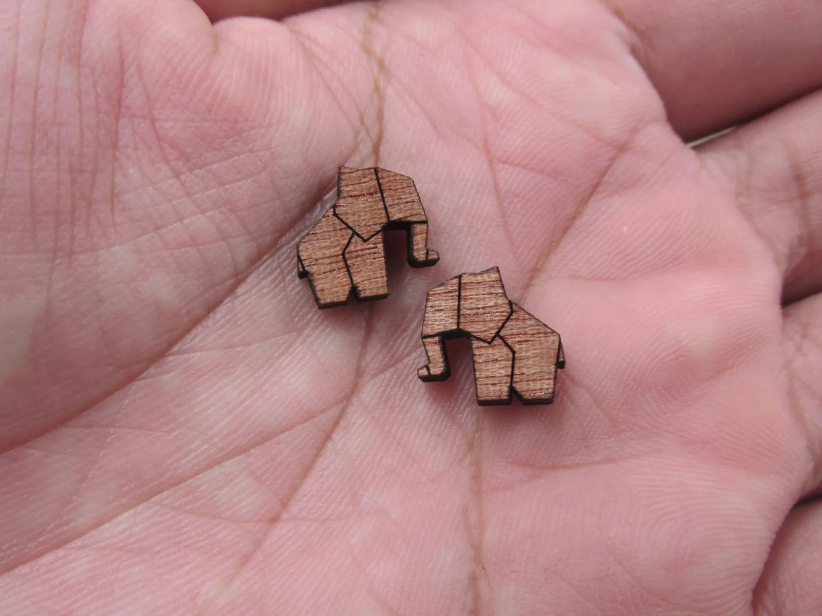 5 Pair Tiny Animal Elephant Wooden Cabochon Accessories Unfinished Wood Charms For DIY Handmade Earring Stud