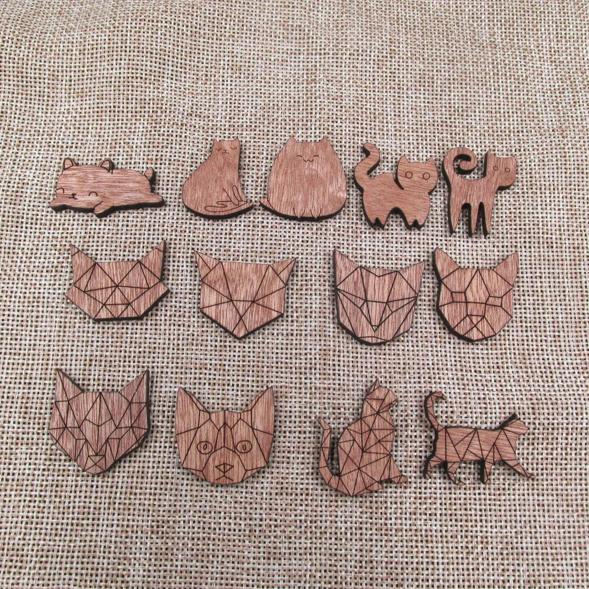Unfinished Blank Wood Geometric Animal Cute Cat Head Parts Accessory For Brooches Enamel Pin Necklace Jewelry Diy Making