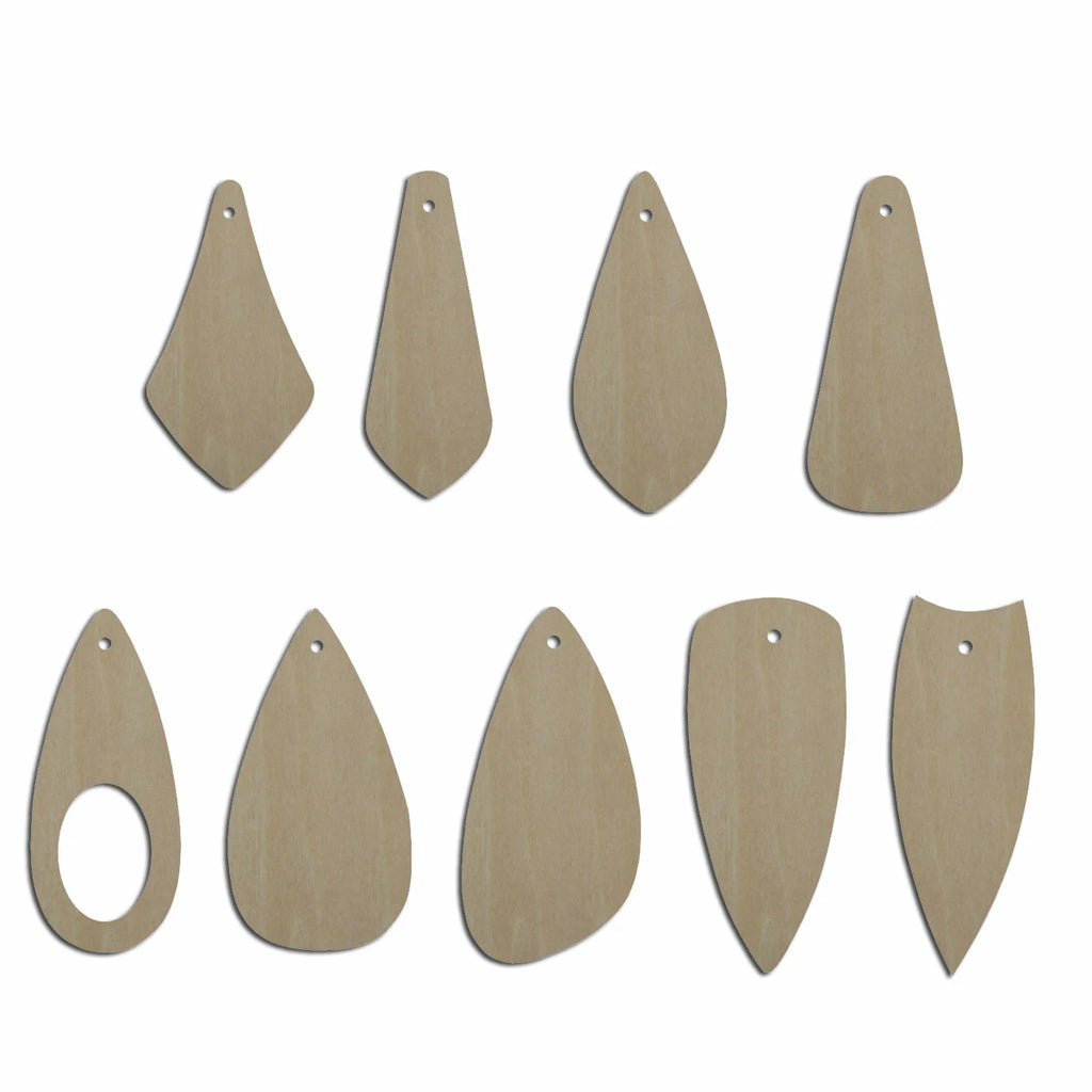 10pcs Unfinished Blank Wood Small Tie Leaf Thin Teardrop Cutout Shape Earring Pendant Jewelry Charm Finding