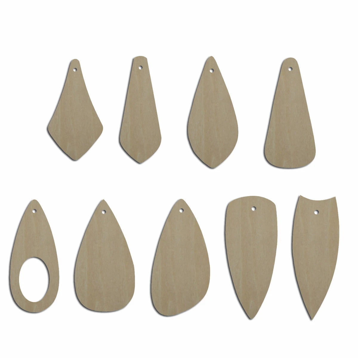 10pcs Unfinished Blank Wood Small Tie Leaf Thin Teardrop Cutout Shape Earring Pendant Jewelry Charm Finding