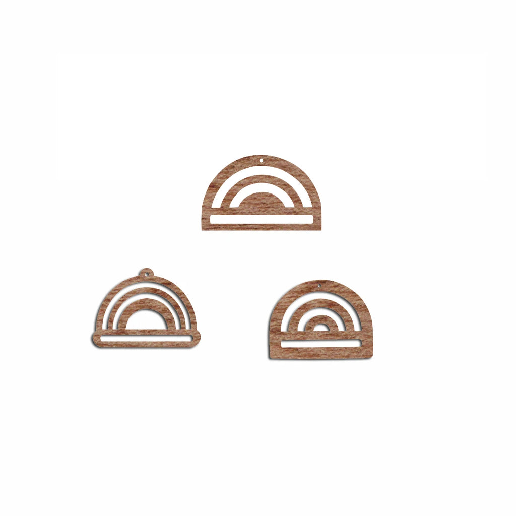 6pcs Unfinished Blank Solid Wooden Rainbow Semicircle Half Circle Diamond Macrame Earring Charms Pendant for Jewelry Making