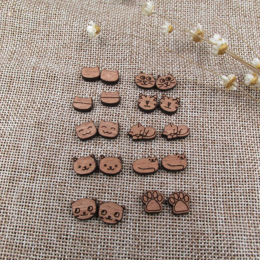 Laser Cut Unfinished Animal Wooden Cat Cabochon Charms For DIY Craft  Earring Stud  Jewerly Accessory