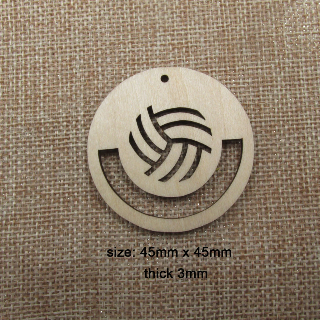 10pcs Unfinished Wooden Blanks Sport Macrame Circle Football Basketball Tennis Shape For DIY Earrings Supplies