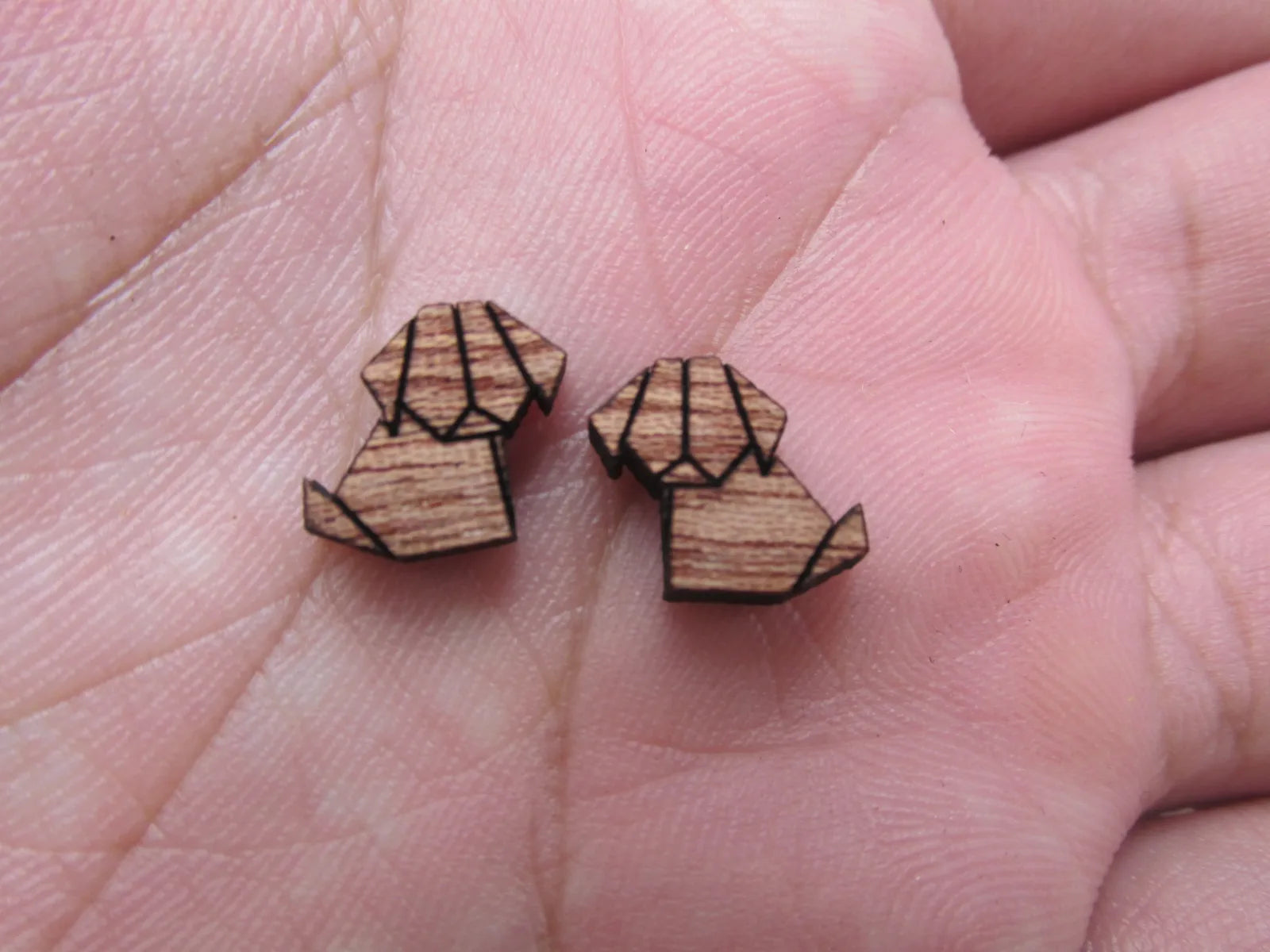 5 Pair Geometric Origami Unfinished Blank Wood Cabochon Home Animal Cat Wooden Cutout Shape For DIY Earrings Supplies