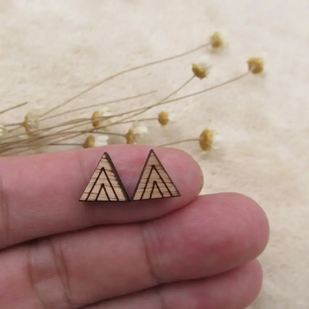 10pcs Unfinished Blank Wooden Geometric Triangular Mountain Shapes, DIY Wood Crafts Stud Earrings, Jewelry Making
