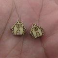 5 Pair Unfinished Blank Wooden Christmas Elf Hat Cabochon Angel Wings Post Christmas Stocking Gingerbread House Earrings Stud