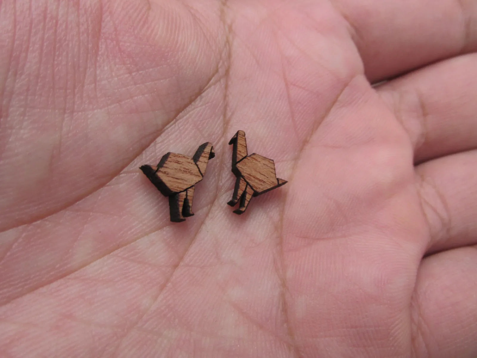 5 Pair Geometric Origami Animal Unfinished Wood Cabochon Dino Dinosaur Wood Cutout Shapes For DIY  Earrings Supplies