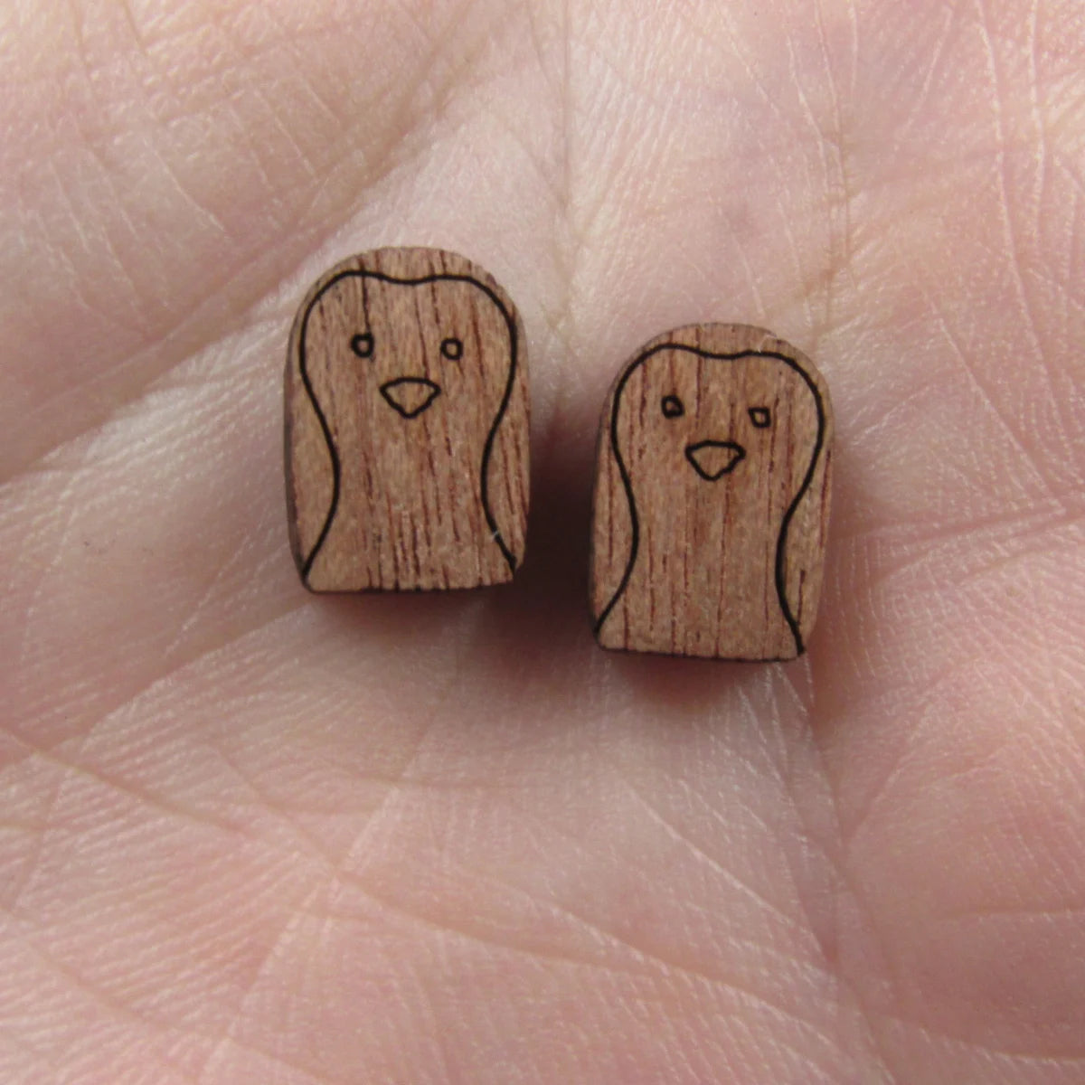 5 Pair Unfinished Blank Birds Wooden Penguin Cabochon Charms Wood Shape Cutouts For DIY Craft  Earring Stud