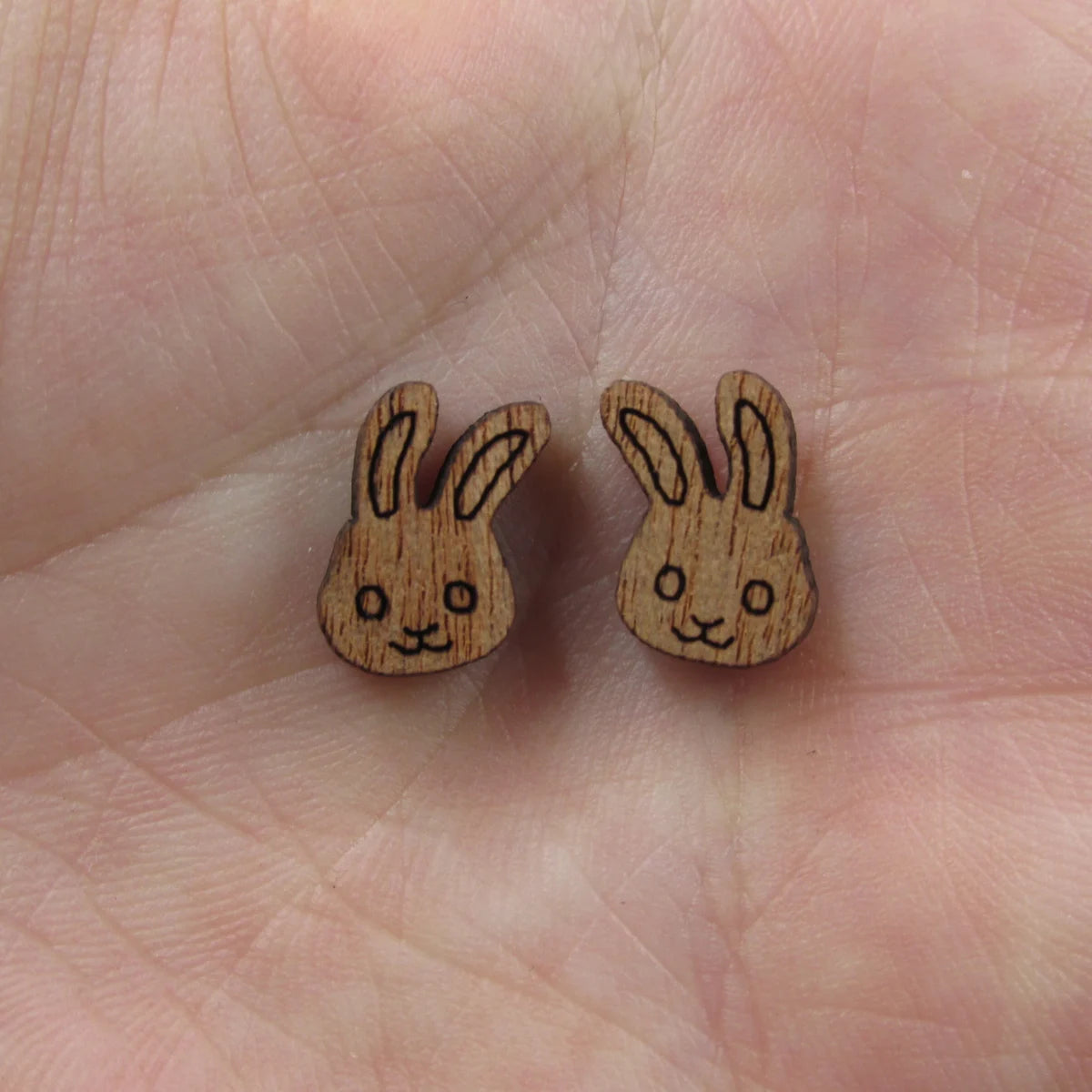 5 Pair Unfinished Blank Wide Animal Wood Bunny Rabbit Wooden Cutout Shapes For DIY Stud Earrings Supplies