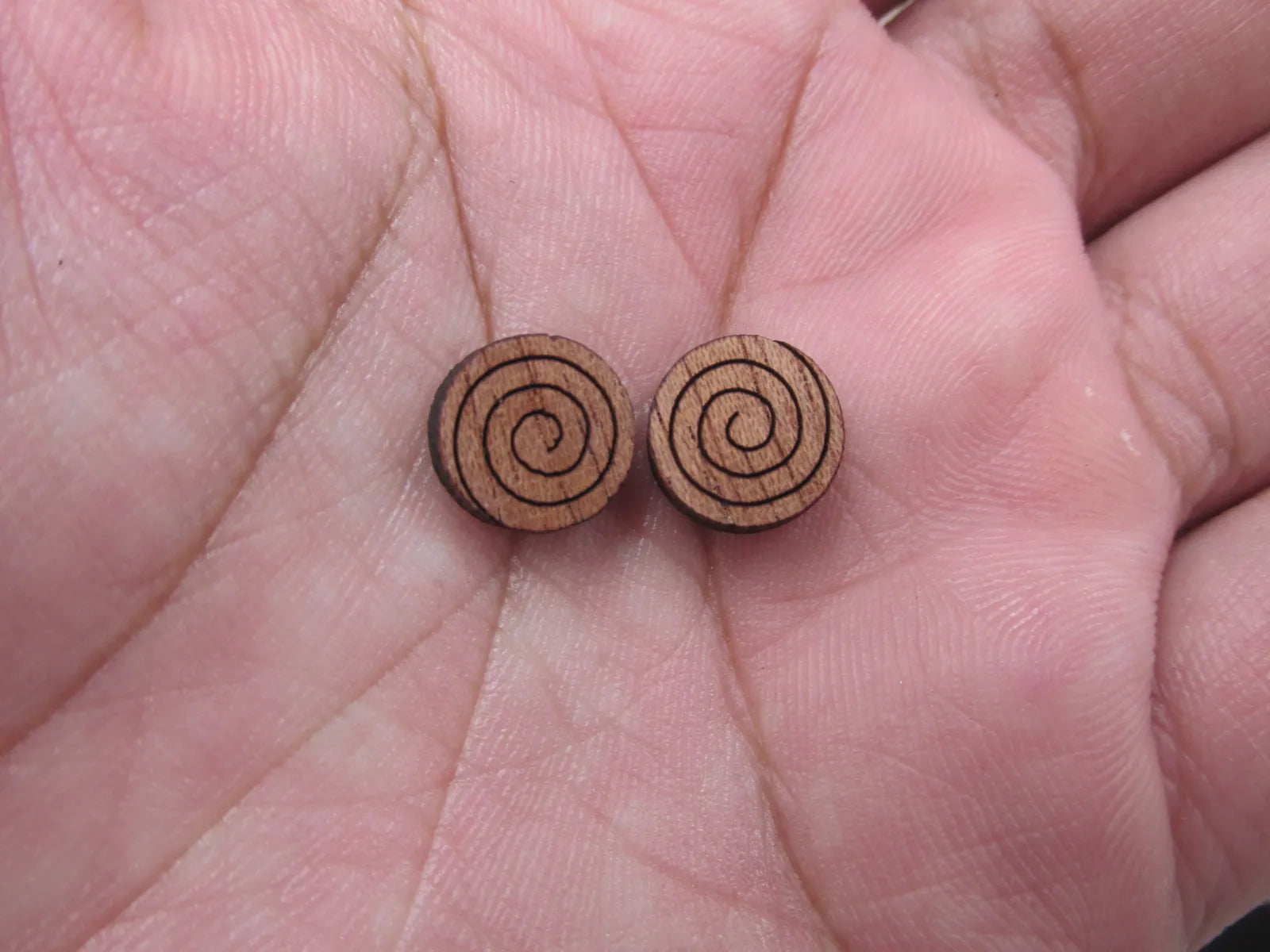 5 Pair Unfinished Wood Cabochon Christmas Holiday Peppermint Candy Cane Wooden Cutout Shapes For DIY Stud Earrings Supplies