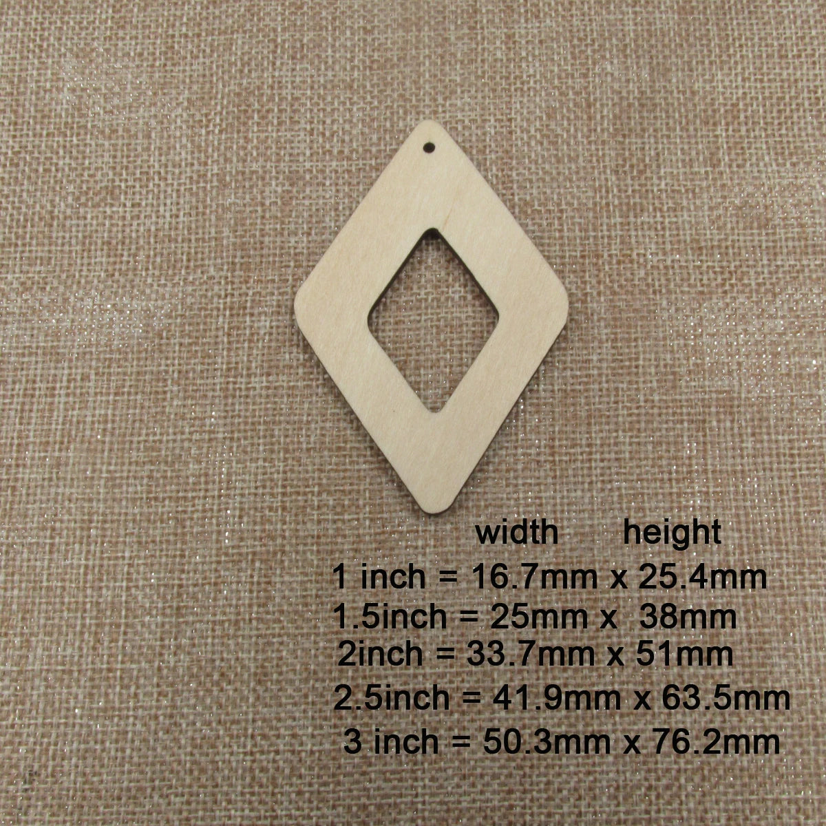 10pcs All Size DIY Unfinished Laser Cut Wood Earrings Blanks Geometric Hollow Diamond Rhomb Shape For Jewelry