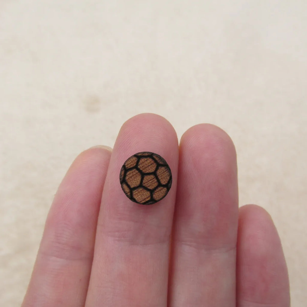 Mini Wood Shape Cabochon Unifished Earring Stud Blank Sport  Icon Ball Wooden Craft  Basketball   Earring Supplies