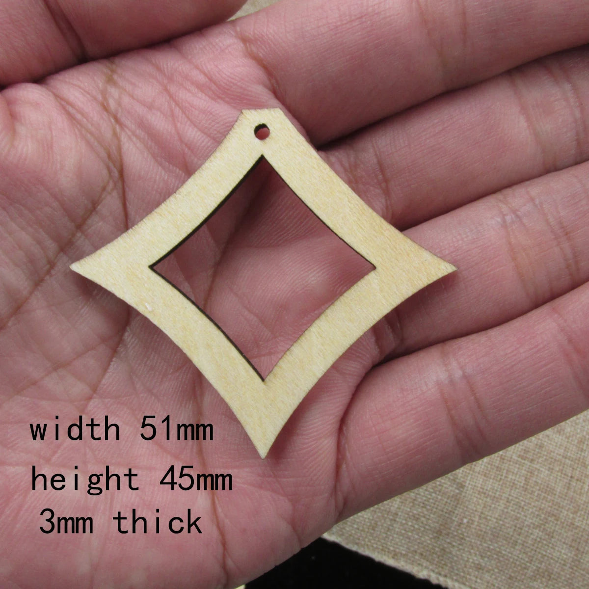 10pcs 1.75 inch Unfinished Wooden Blanks Square Macrame DIY Jewellery Dangle Earrings Parts Findings Accessories Supplies