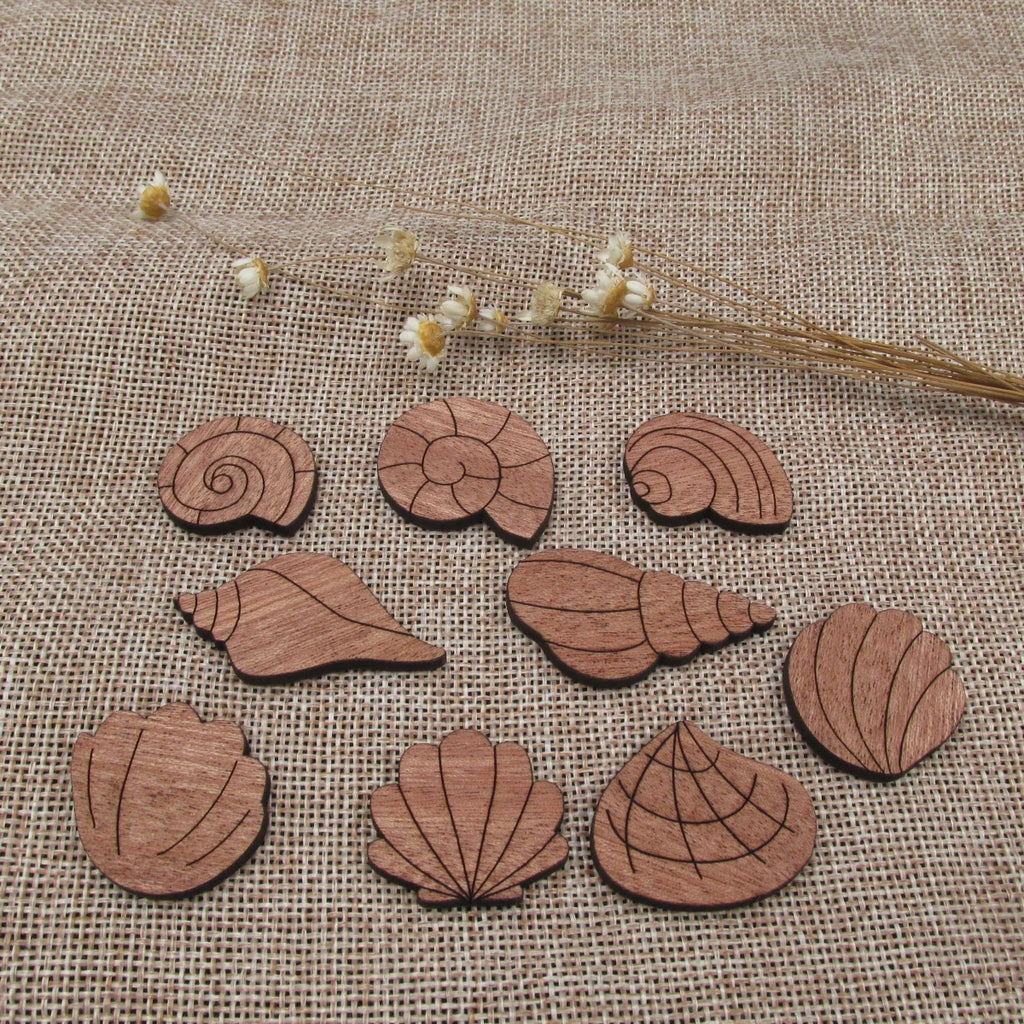 3 Pair Unfinished Beach Ocean Animal Wooden Shells Shape Cutout For Brooches Pin Magnet Pendant Jewerly Diy Making
