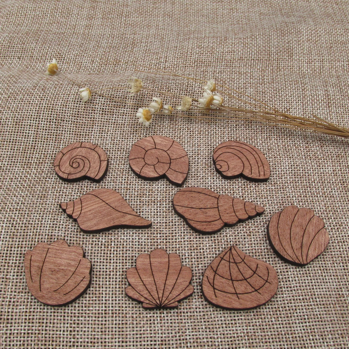 3 Pair Unfinished Beach Ocean Animal Wooden Shells Shape Cutout For Brooches Pin Magnet Pendant Jewerly Diy Making