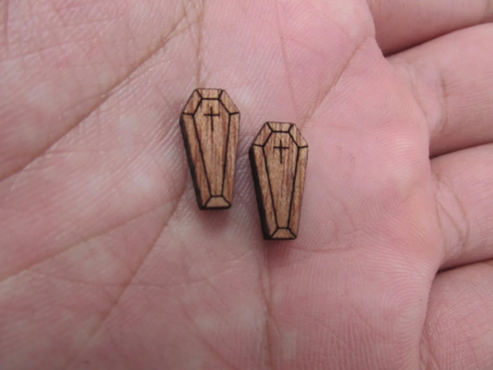 5 Pair Unfinished Blank Wood Cabochon Holidays Halloween Coffin Wooden Cutout Shapes For DIY Stud Earrings Supplies