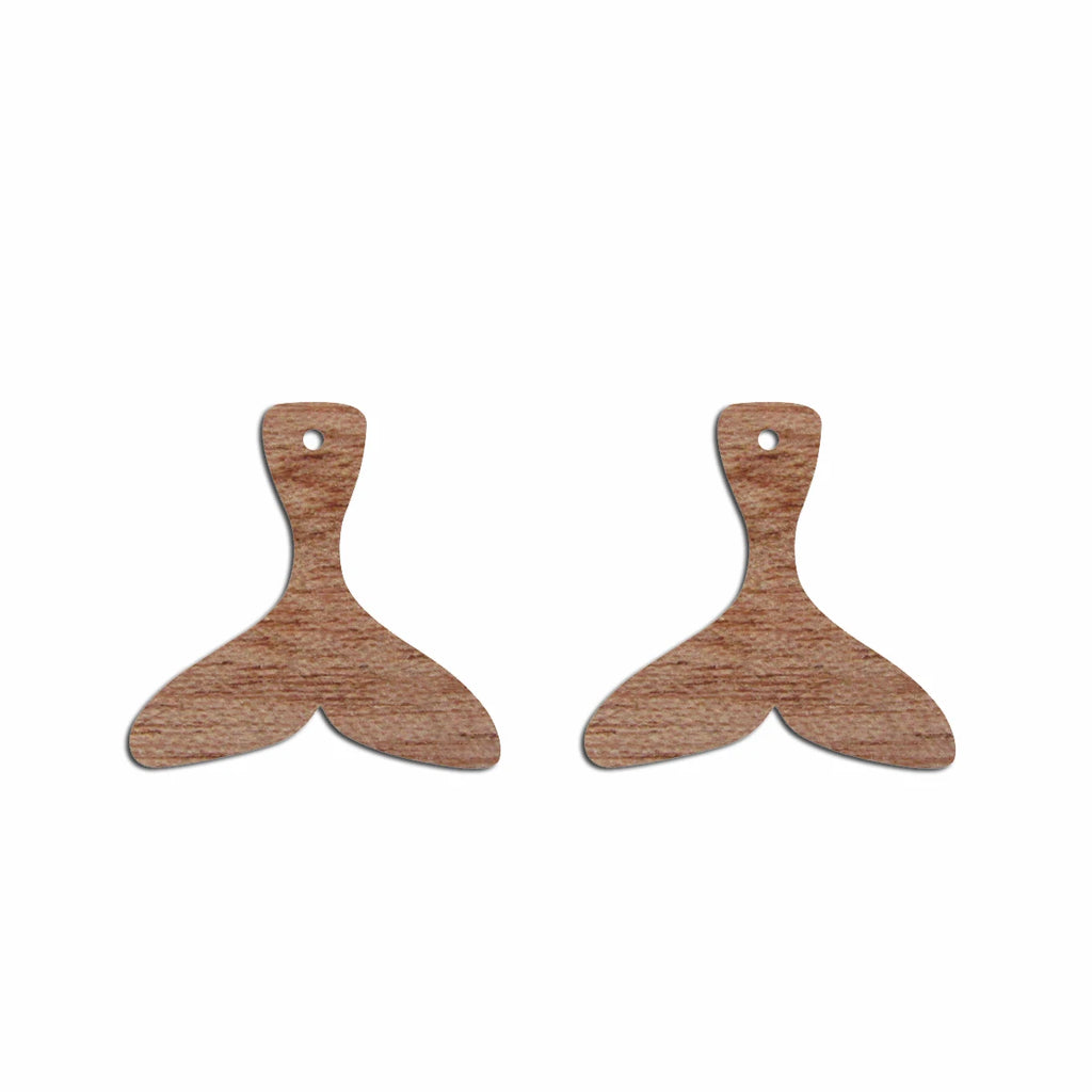 6pcs Unfinished Blank Wooden Fish Tail Charms Connector Pendant Solid Wood for Women Female Jewelry Making DIY Crafting