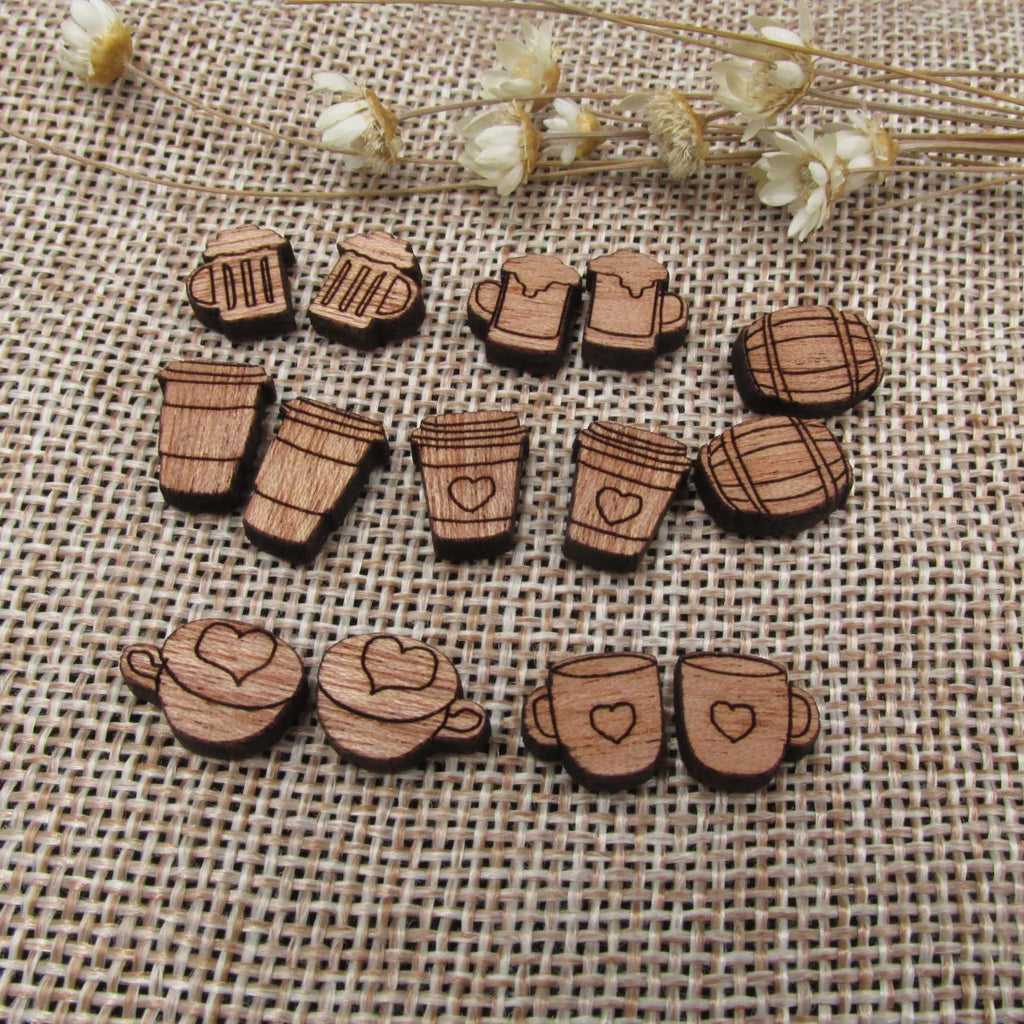 5 Pair Unfinished Blank Laser Cut Foods Wood Cabochon Coffee Cup Wooden Shape Charms Pendant For DIY Jewerly Earrings Suppliers