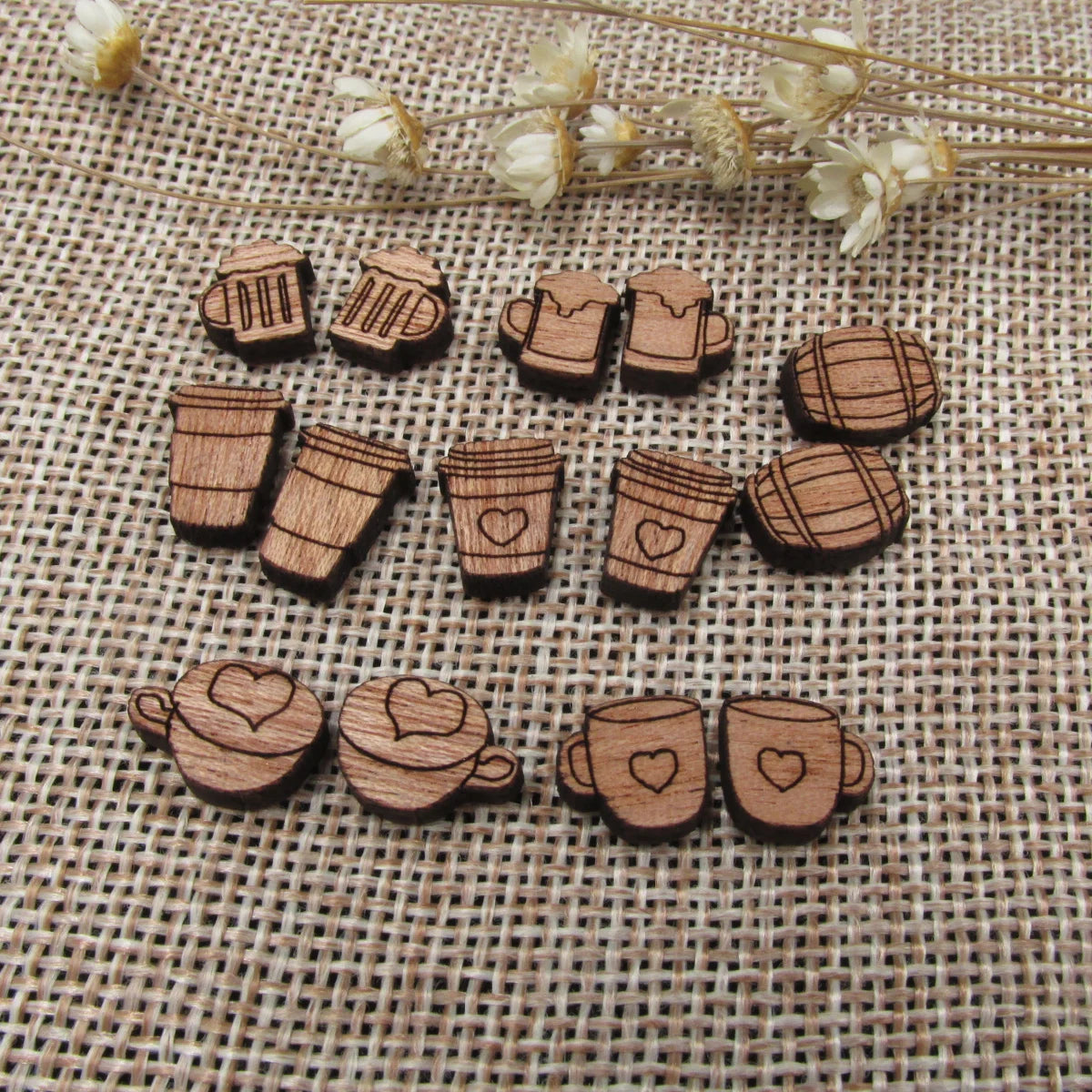 5 Pair Unfinished Blank Laser Cut Foods Wood Cabochon Coffee Cup Wooden Shape Charms Pendant For DIY Jewerly Earrings Suppliers