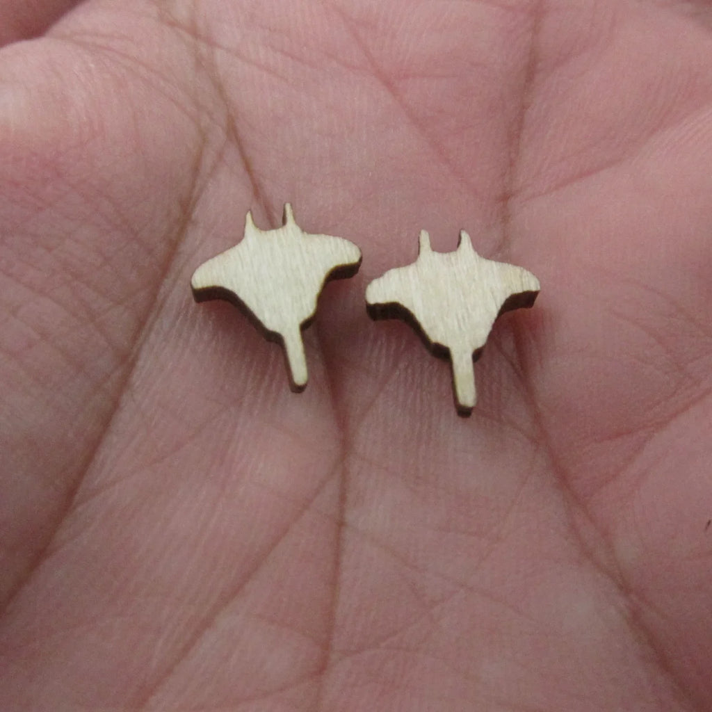 5 Pair Unfinished Blank Wooden Ocean Cabochon Sea Lion Seahorse Walrus Post Starfish Shark Stingray Wood Earrings Stud