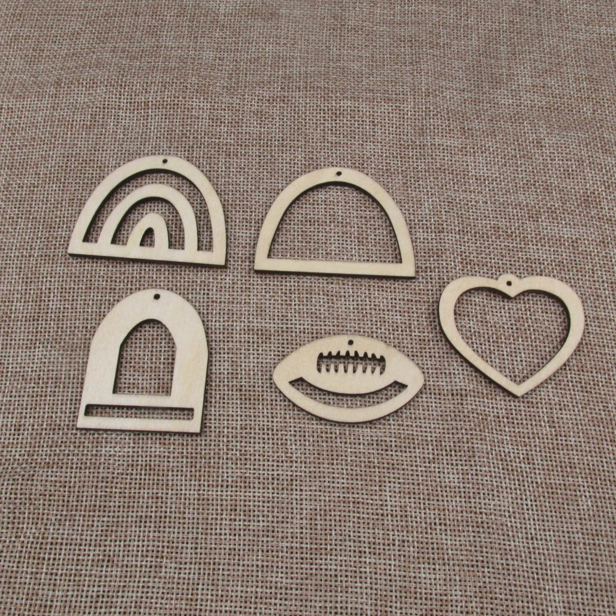 10pcs Unfinished Wood Blanks Rainbow Heart Football Window Macrame DIY Earrings Parts Findings Accessories Supplies