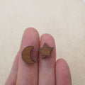 High quality Blank Tiny Wood Star Moon Cabochon Accessories Unfinished Rustic Beads For Earring Stud Making
