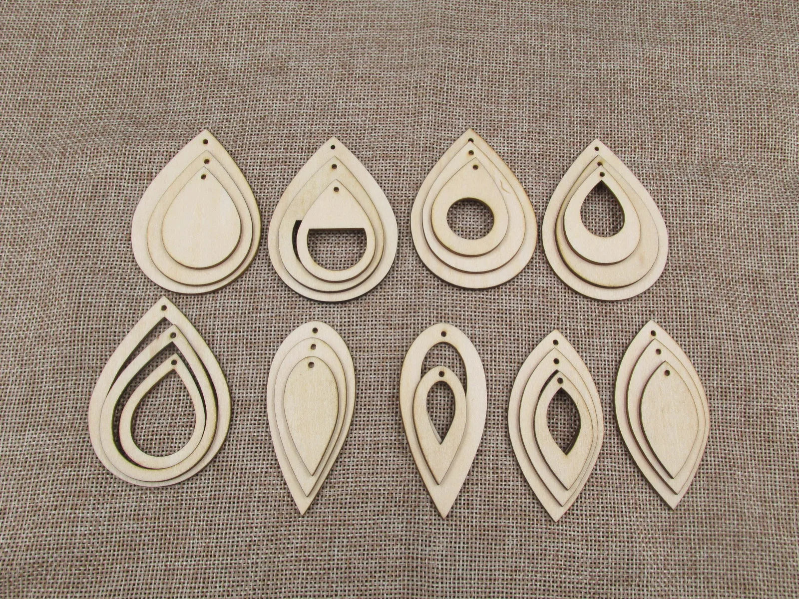 Unfinished Wood Blank Classic Geometric Teardrop Shape Earring Pendant Jewelry Finding For DIY Project Making Kit