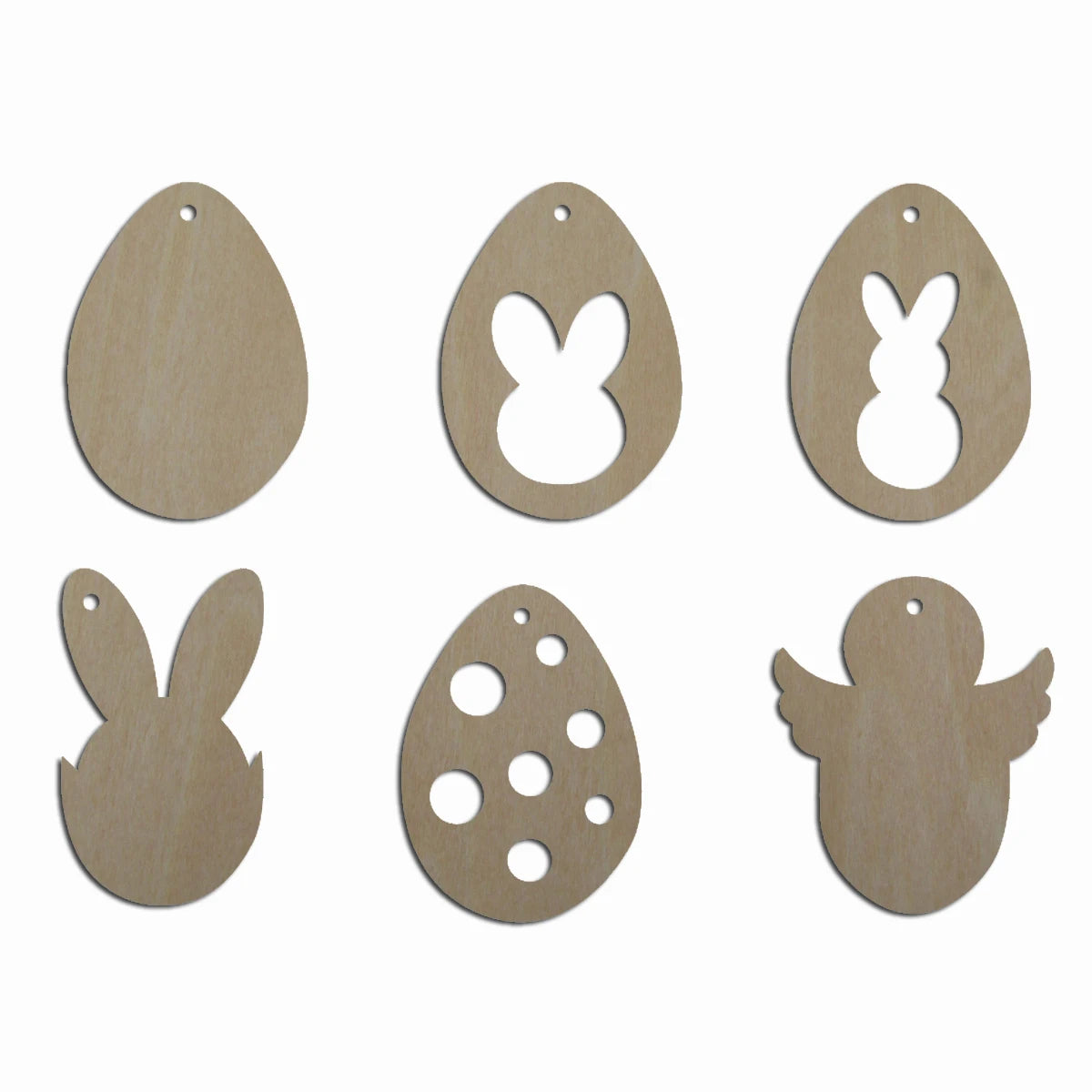 10pcs Unfinished Blank Wood Easter Eggs Charm Pendant Necklace Cutout Shape Jewelry Finding For Women Earrings