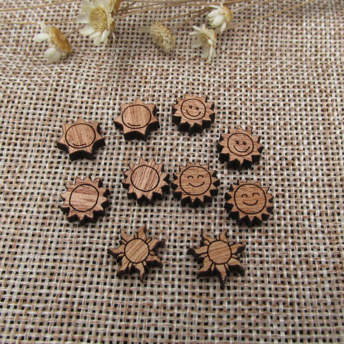 5 Pair Unfinished Blank Weather Wood Sun Wooden Cutout Shapes For DIY Stud Earrings Supplies