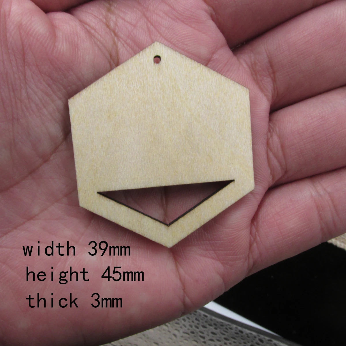 10pcs 1.75 inch Unfinished Wooden Blanks Geometric Hexagon Macrame DIY Earrings Parts Findings Accessories Supplies