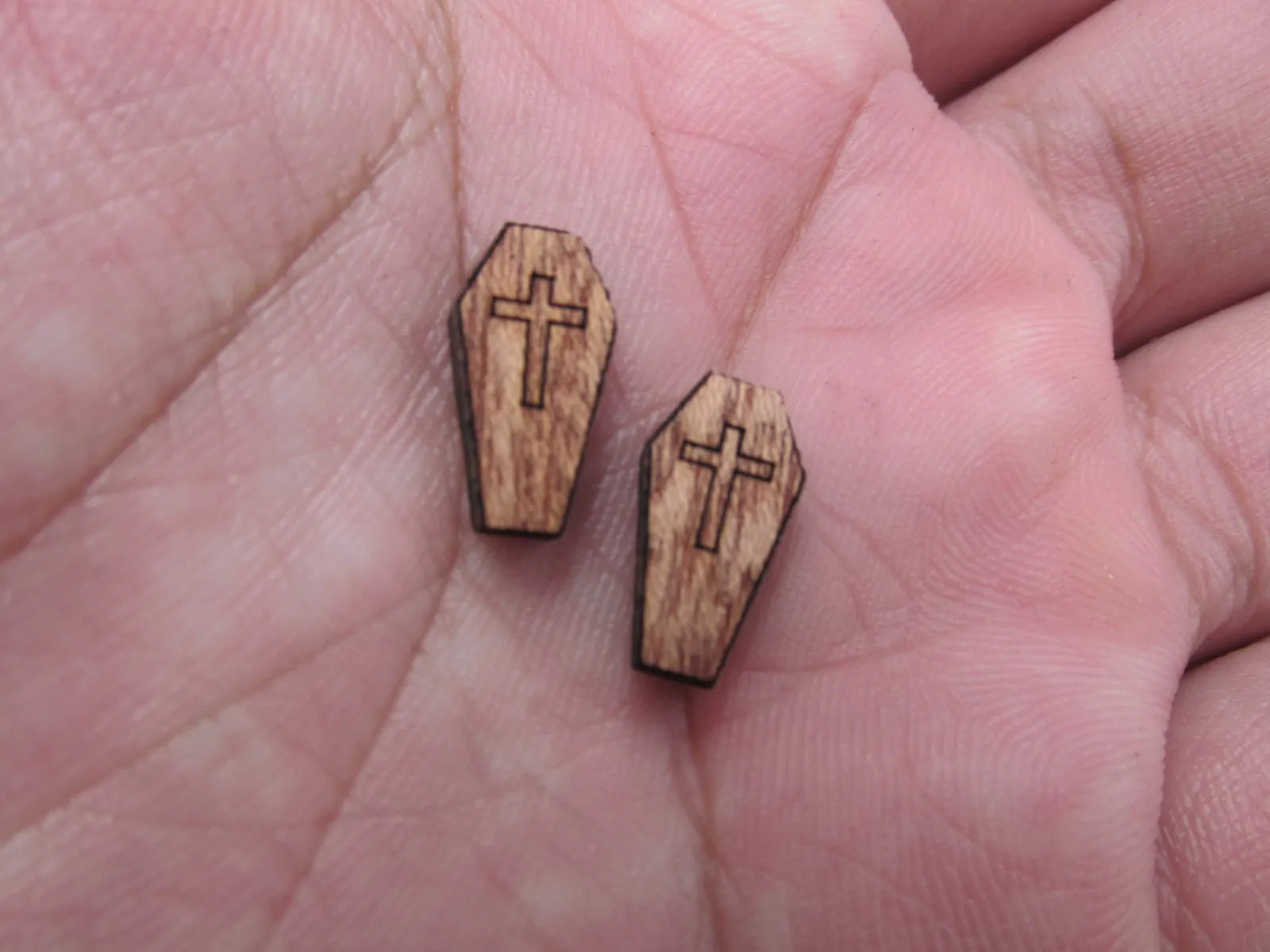 5 Pair Unfinished Blank Wood Cabochon Holidays Halloween Coffin Wooden Cutout Shapes For DIY Stud Earrings Supplies