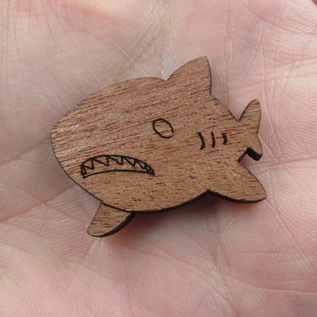 3 Pair Unfinished Ocean Animal Wooden Shark Fish Shape Cutout For Brooches Pin Magnet Pendant Charms Diy Making