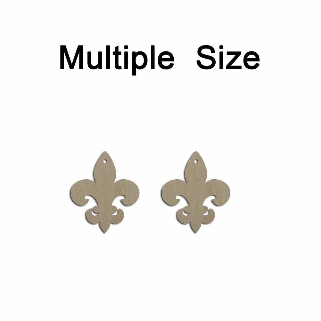 10pcs Multiple Size Unfinished Wooden Blanks Fleur De Lis Cutout Shape Dangle Earring For Jewelry Supplier