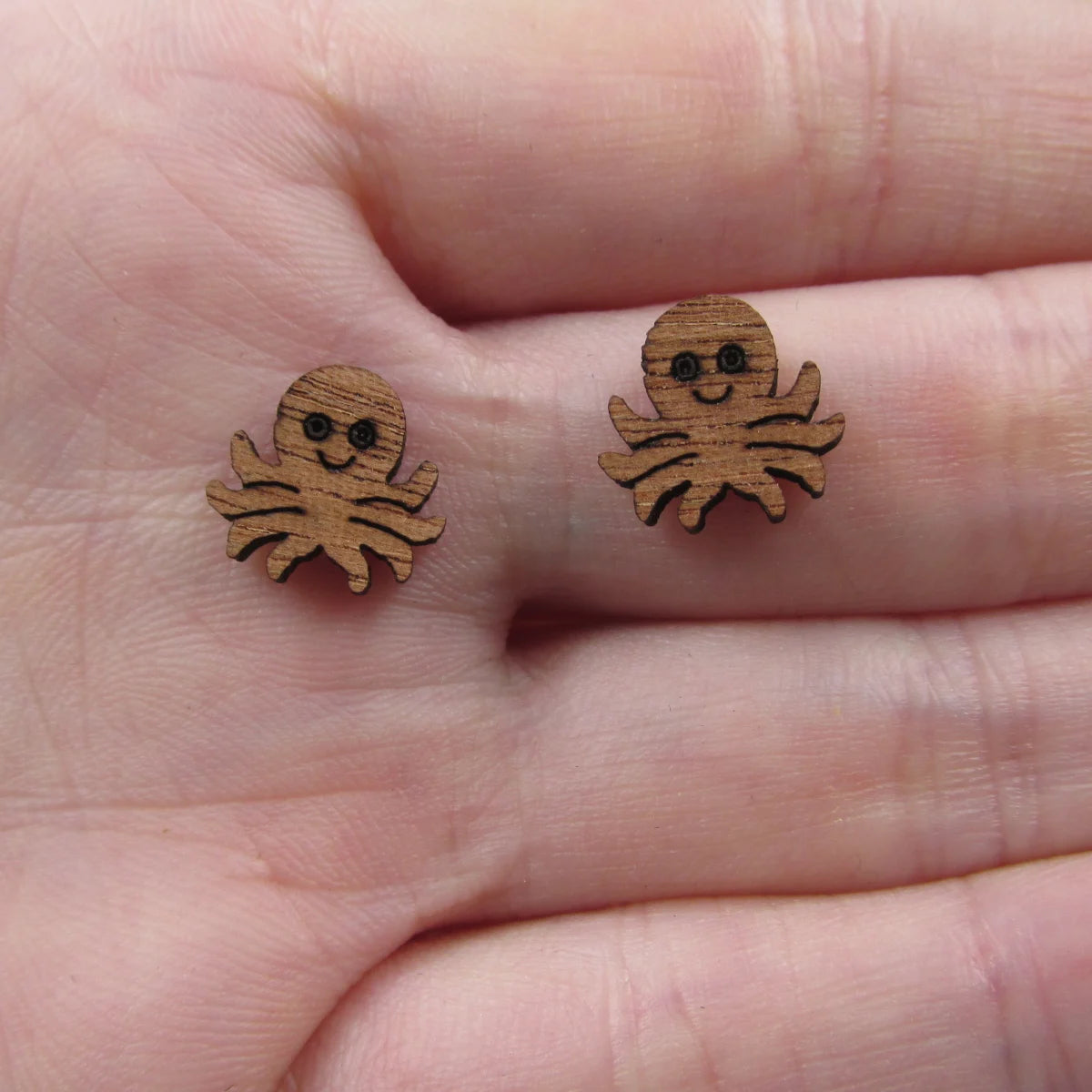 5 Pair Unfinished Blank Sea Animal Wooden Octopus Cabochon Charm Wood Shape Cutouts For DIY Craft  Earring