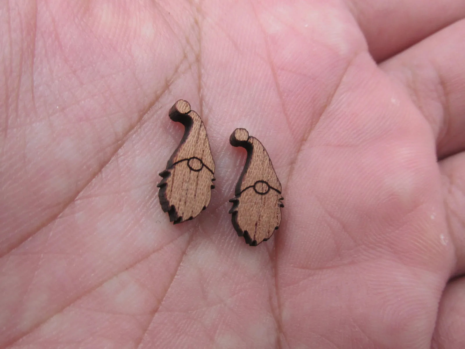 5 Pair Unfinished Blank MINI Wood Cabochon Christmas Gnomes Wooden Cutout Shapes For DIY Stud Earrings Supplies