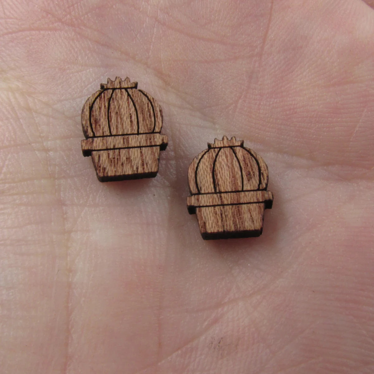 5 Pairs Unfinished Laser Engraved Wood Cabochon Shape Plants Cactus Charms Wooden Cutout Jewerly Earrings Suppliers
