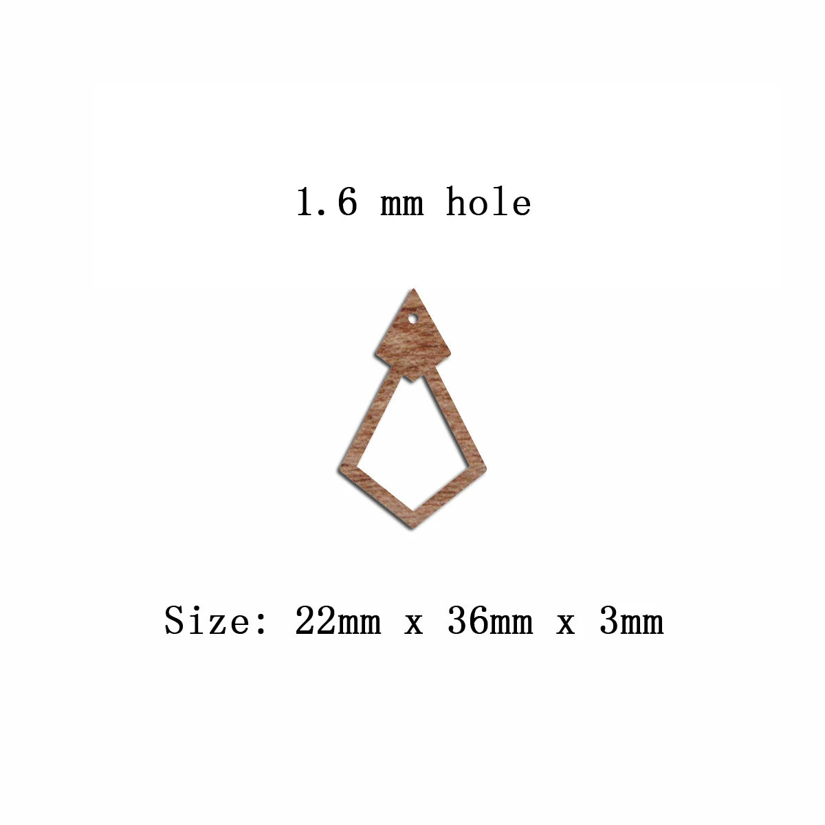 6pcs Unfinished Blank Wooden Diamond Shape Drop Wood Earring Charms Pendant for Jewelry DIY Making
