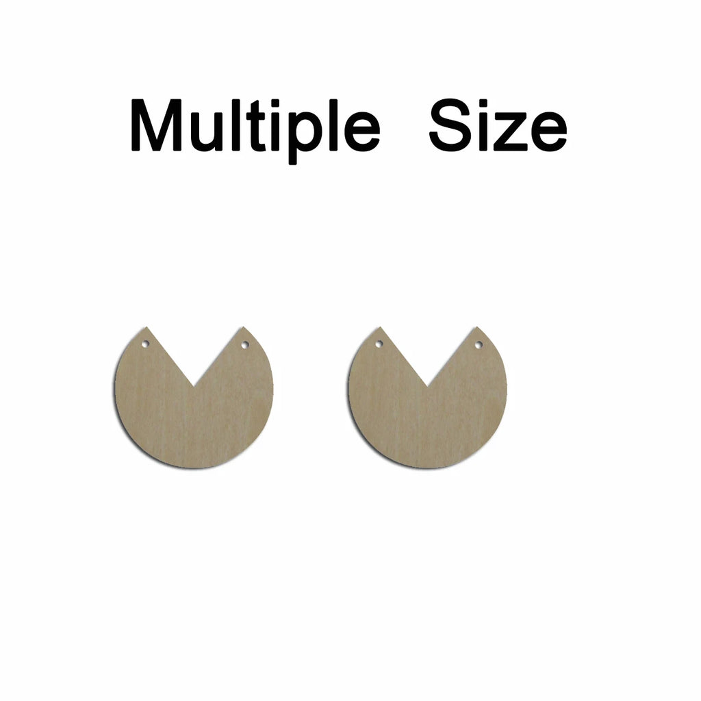 10pcs Multiple Size Unfinished Wooden Blanks Geometric Pie Wedge Circle Cutout Shape Dangle Earring For Jewelry Supplier