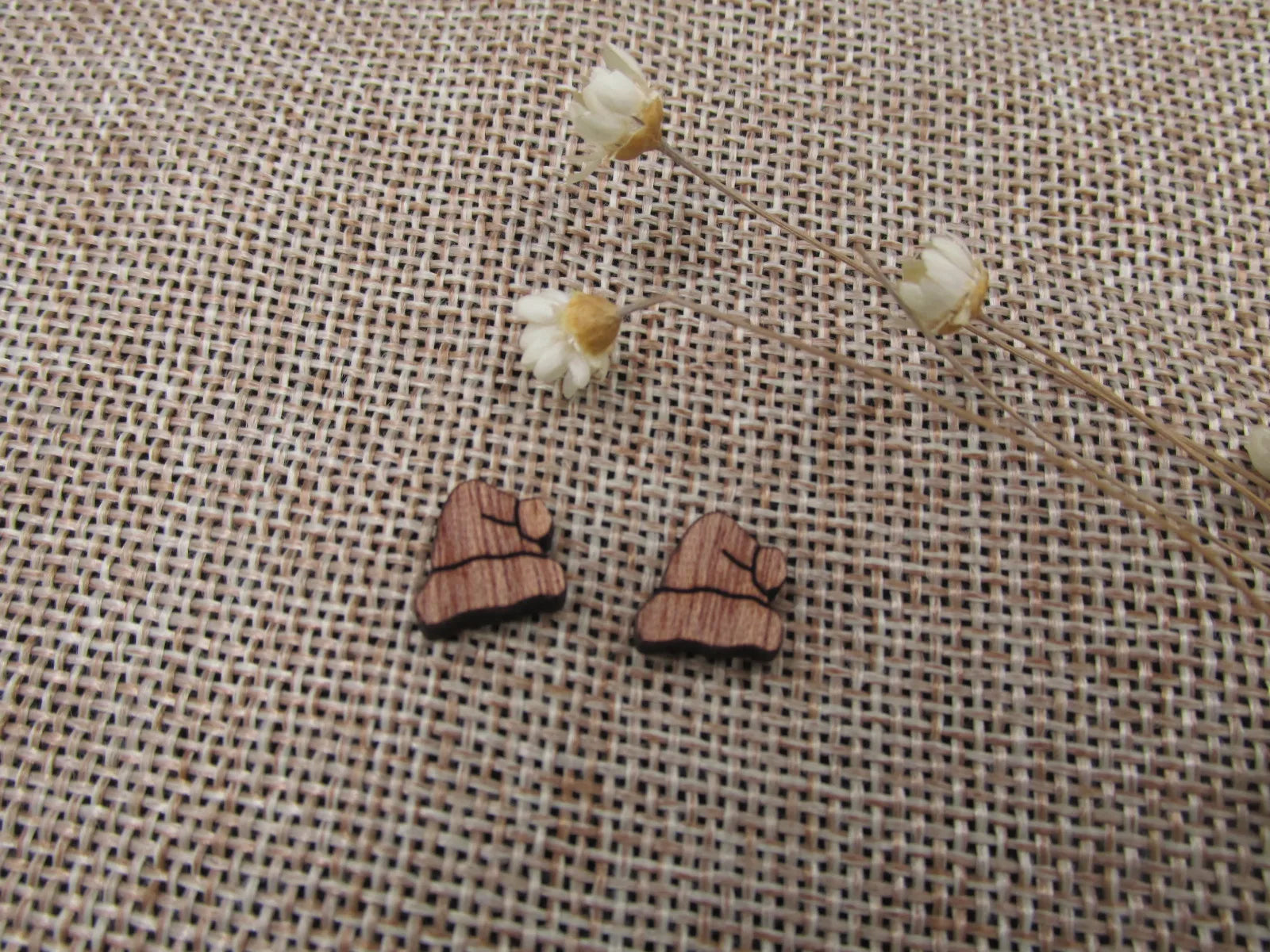 5 Pair Unfinished Blank Wood Cabochon Christmas Santa Hat Wooden Cutout Shapes For Paint Kit Craft  DIY Stud Earrings Supplies